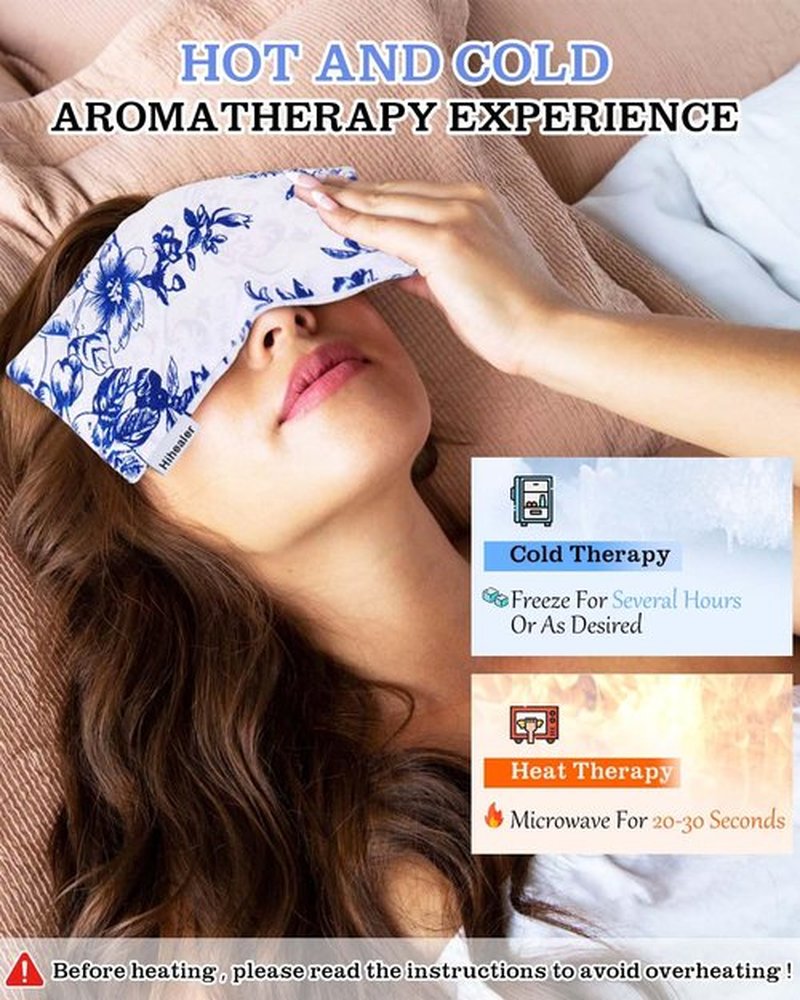 Hihealer Weighted Eye Mask for Sleeping, 5x9 Inches with Lavender Aromatherapy - Moist Heat Eye Compress, Eye Pillow for Yoga, Meditation, and Headache Relief, Relaxation Gift for Women
