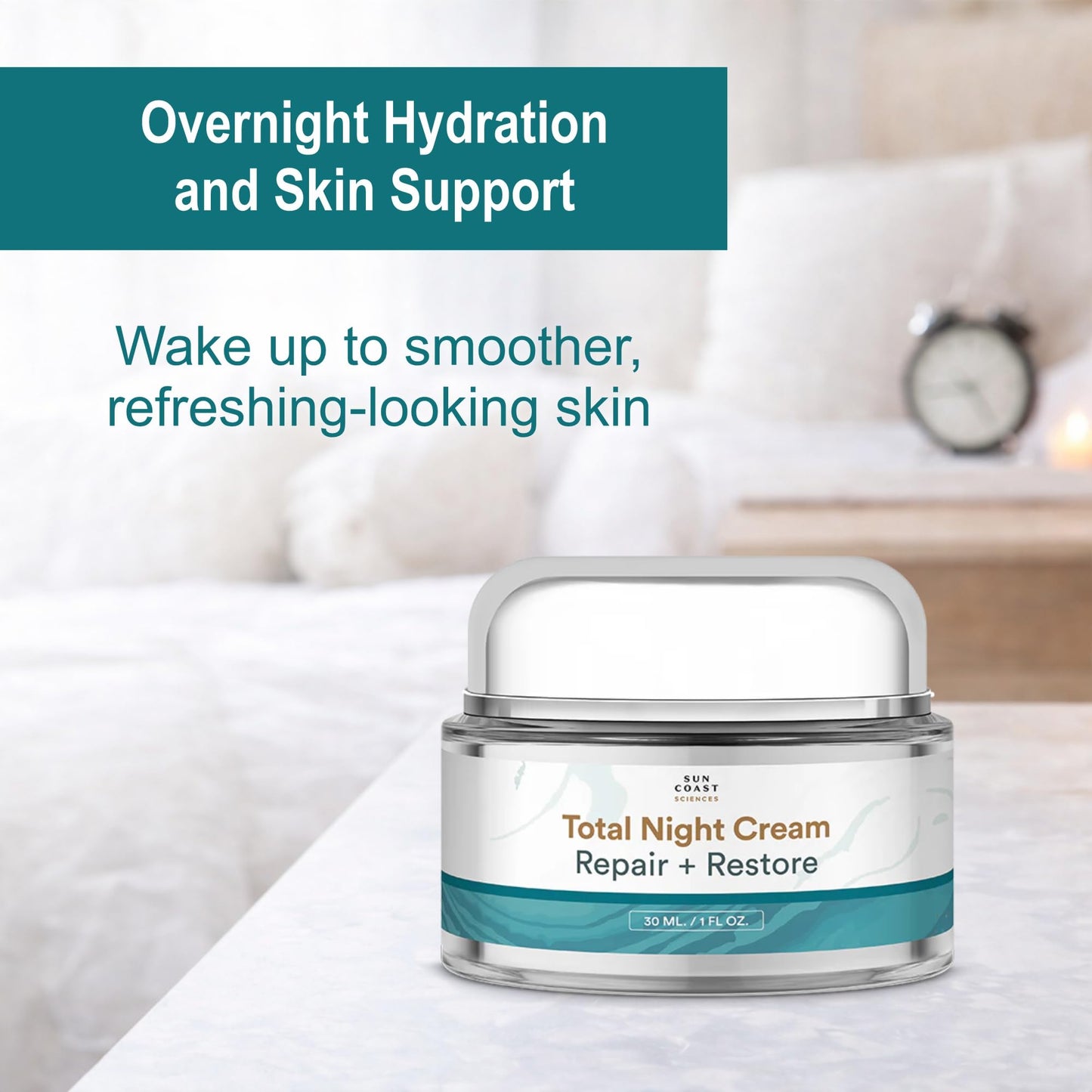 SUN COAST SCIENCES - Total Night Cream, Night Face Cream for All Skin Types, Night Face Moisturizer with Vitamin C, Niacinamide and Peptides, by Dr. Mark Rosenberg - 1 fl oz