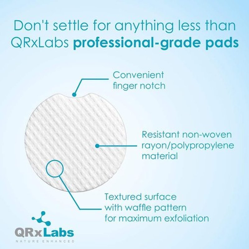 QRxLabs Glycolic/Salicylic Acid 10/2 Acne Control Pads w/ 10% Ultra Pure Glycolic Acid + 2% Salicylic Acid, Allantoin, Vitamin B5, C & E, Calendula & Green Tea - Acne Treatment for Face for Clear Skin