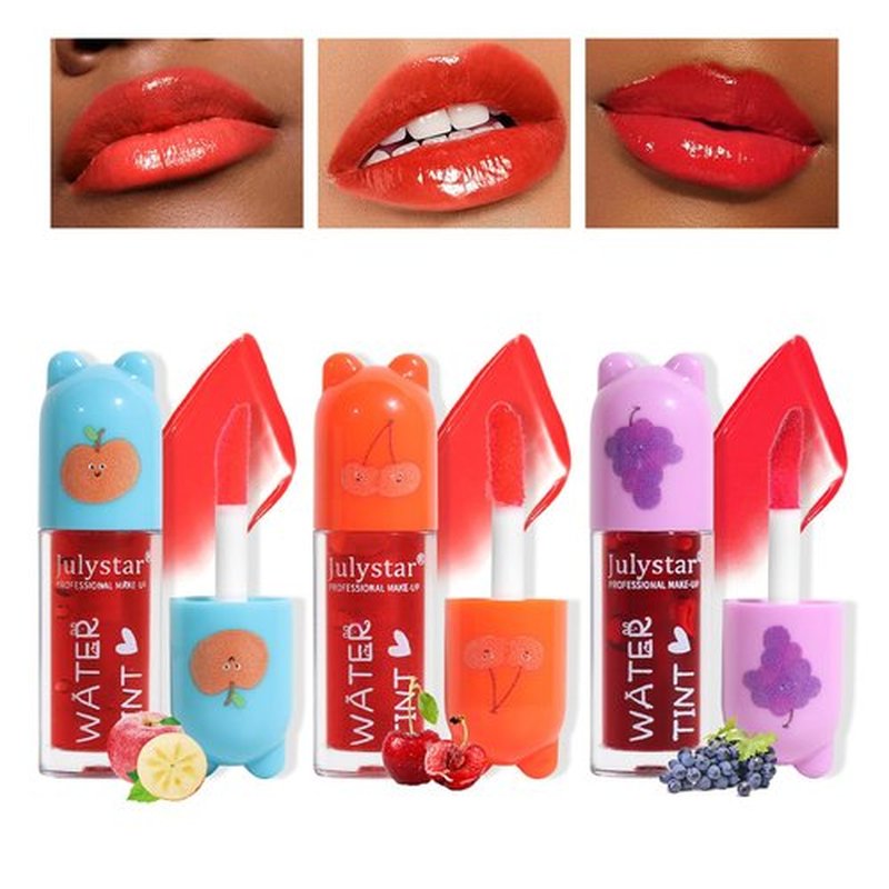 Waitinxol 3 Colors Lip Tint Stain Set,Plumping Mini Liquid Lipstick,Korean Lip Gloss Moisturizing Natural,Vivid Color,Multi-use Lip and Cheek Tint,Long lasting Non-Stick Cup Waterproof(Set B)