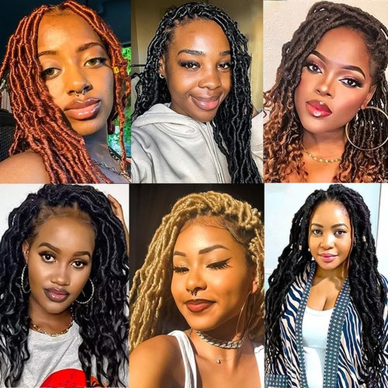 Faux Locs Crochet Hair (14 Inch) XCRUIQO Soft Locs with Curly Ends Goddess Locs Synthetic Boho Crochet Faux Locs for Women Pre Looped (8 Packs, 1B#)