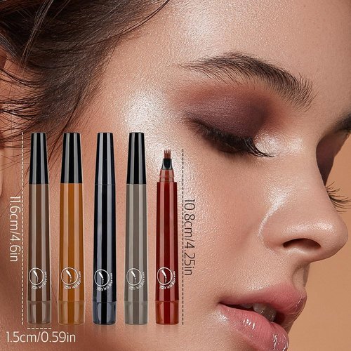 Microblading Eyebrow Pencil, 2024 NEW Magic Eyebrow Tattoo Pencil 4 Fork Tip, Create Natural Hair-Like Brows, Waterproof Brow Pencil with Micro-Fork Tip (Gray Brown)