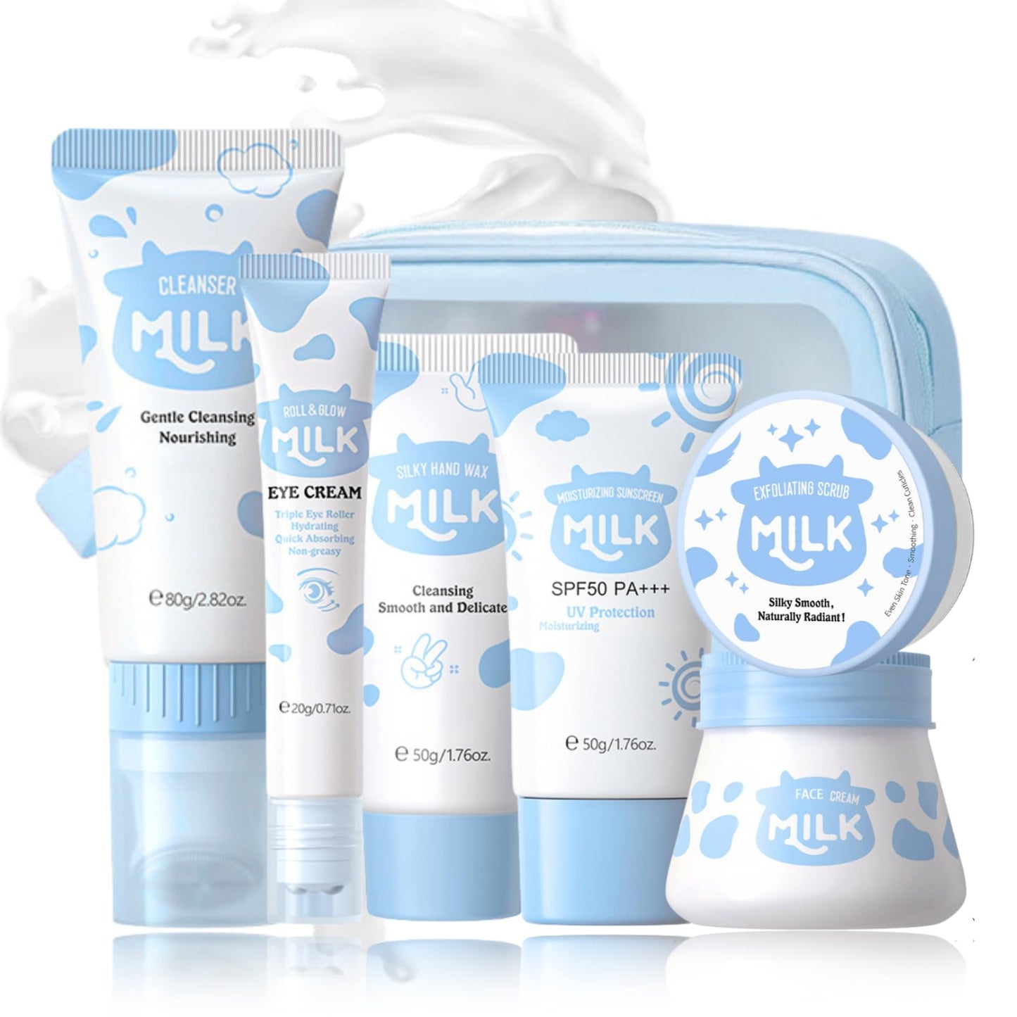 Milk Skincare Set Teen Girls Gifts - Skin Care for Teens 10-12 - Skin Care Set Moisturizing - Skin Care Routine Kit for Women - Skincare for Girls 10-12 - with Eye&Face Cream,Sunscreen(8PCS, Milk)