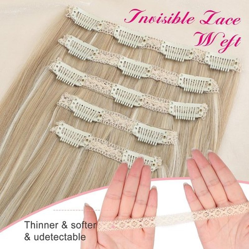 SUZYACCKR Clip in Hair Extensions For Women，Beach Blonde Long Stright Layered Hair Extensions 5PCS Hair Extension Thick Set Natural Soft Hair