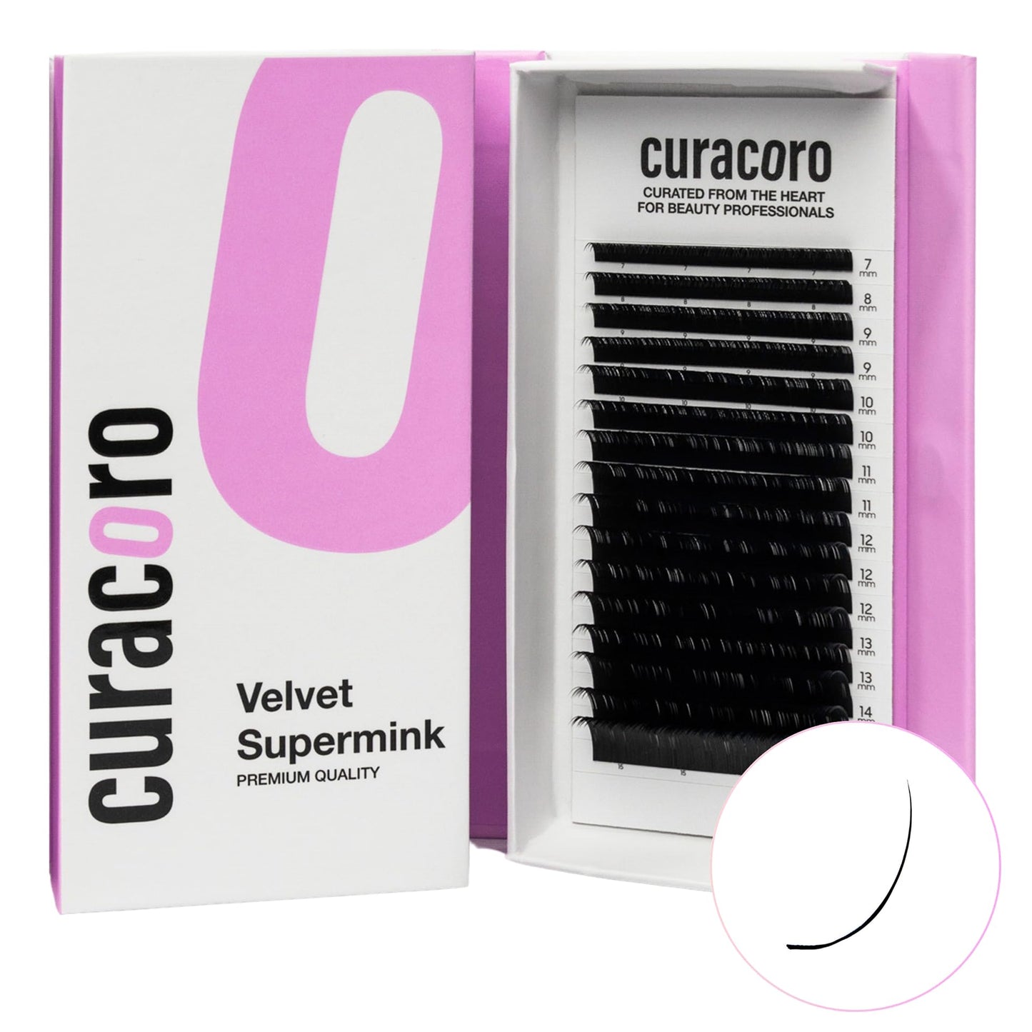 Curacoro Super Mink Lashes Extensions 0.12 CC Curl 15mm