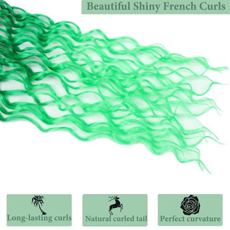 Faux Locs Crochet Hair 14 Inch 8 Packs Goddess Locs Crochet Hair with Curly Ends Soft Locs Crochet Braids Pre Looped Deep Wave Crochet Braids for Black Women(Black mixed Green)
