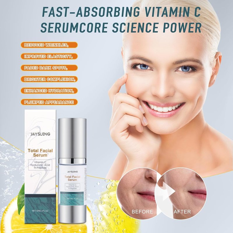 Vitamin C Serum - Anti-Aging Face Treatment with Hyaluronic Acid & Peptides | 1 fl oz, Dark Spot Corrector for Firming & Hydrating