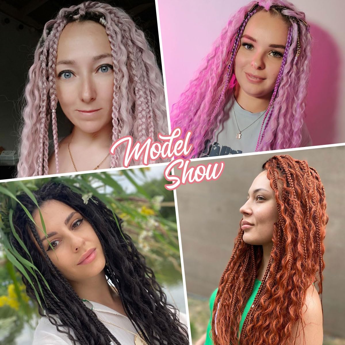 24 Inch Clip in Dreadlock Hair Extensions 10Clips 40 Strands Mixed Synthetic Dreads Extensions for Women,Handmade Soft Straight Boho Wavy Dreads,1B/Blue