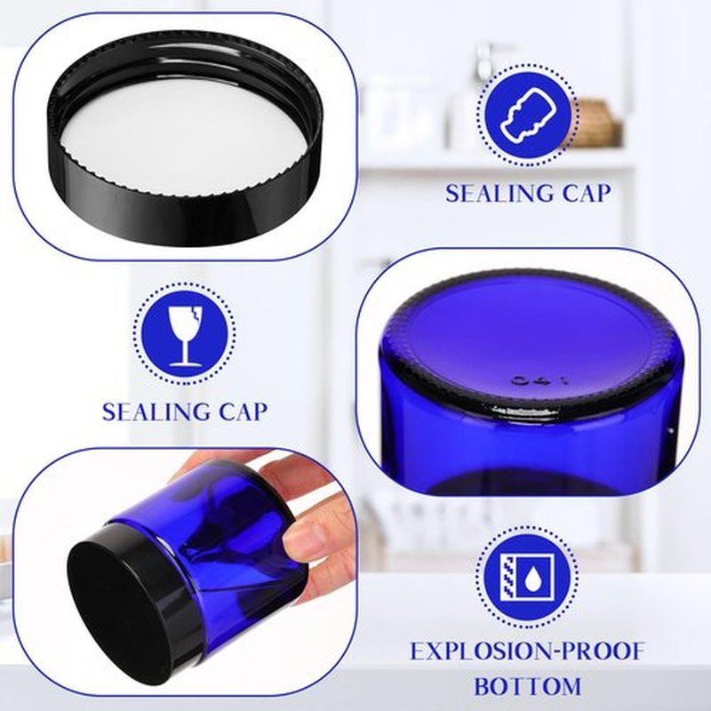 Norme 24 Pcs 4 oz Glass Jars with Lids Leakproof Round Airtight Jars Empty Cosmetic Jars with Inner Liners Lid for Storing Lotions Powder Ointments Candle Making (Cobalt Blue)