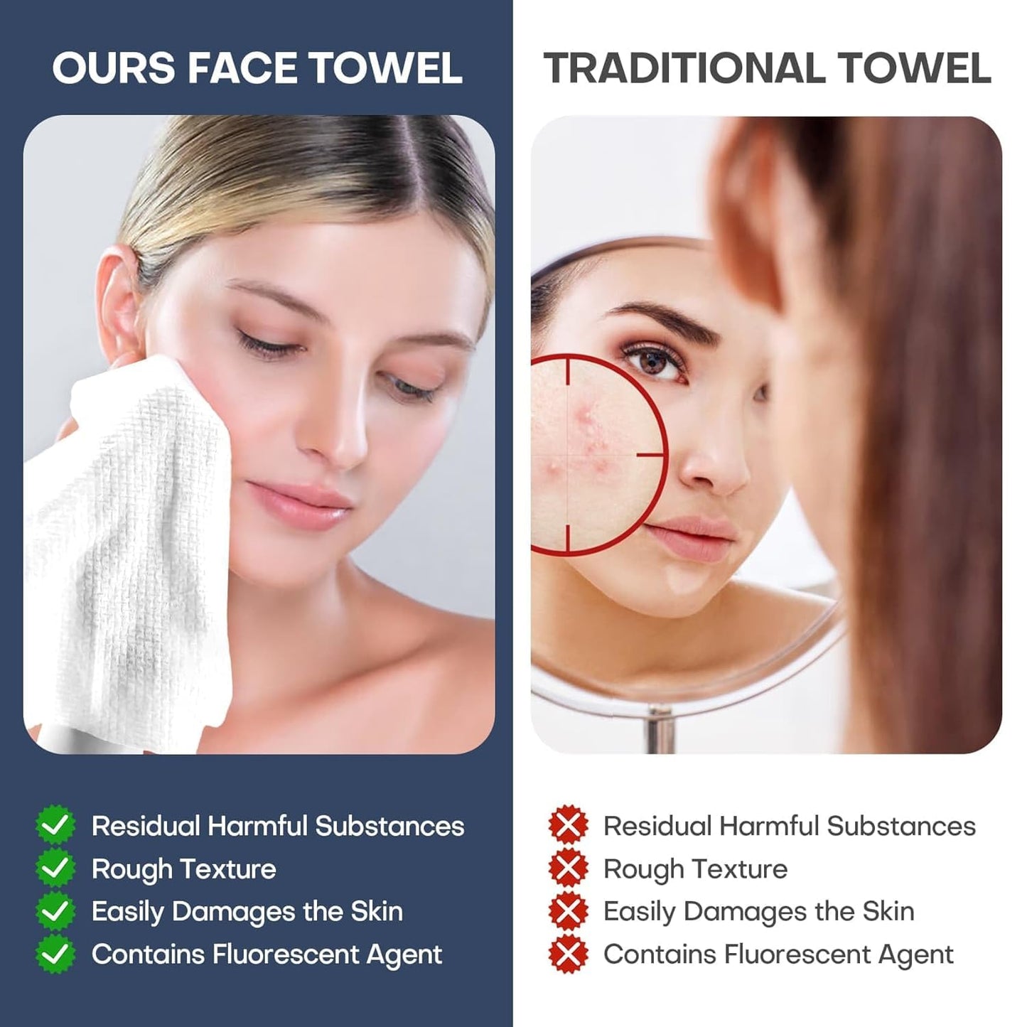Fcaeon Disposable Face Towel 100 Count Compressed Towel Tablets Individually Wrapped 9×7.5 Inch Portable Washcloths Compact Cloths for Travel Hiking Camping Gym Fitness Outdoor Gear Hotel Stay (Blue)