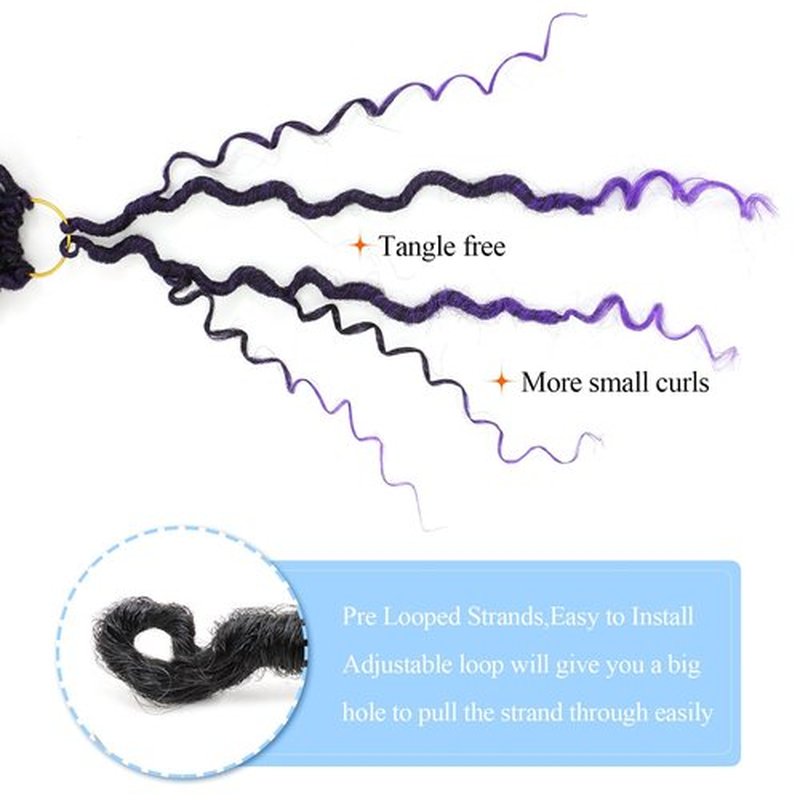 Goddess Locs Crochet Hair For Black Women 14 Inch 8 Packs Faux Locs Crochet Hair Crochet Locs Crochet Hair Pre Looped Crochet Locs River Locs With Curly Ends (1B/Purple#)