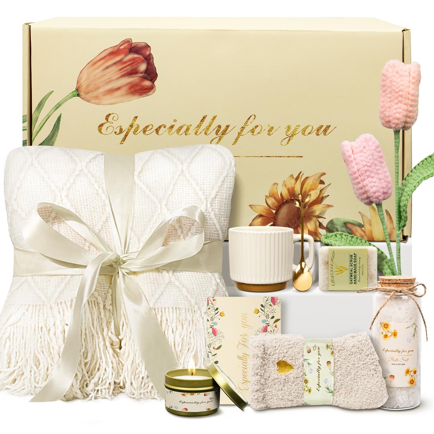 Birthday Gifts for Women, Get Well Soon Self Care Package Box: Unique Relaxing Spa Gifts Basket Set for Mom, Grandma, Friend, Sister, and Wife