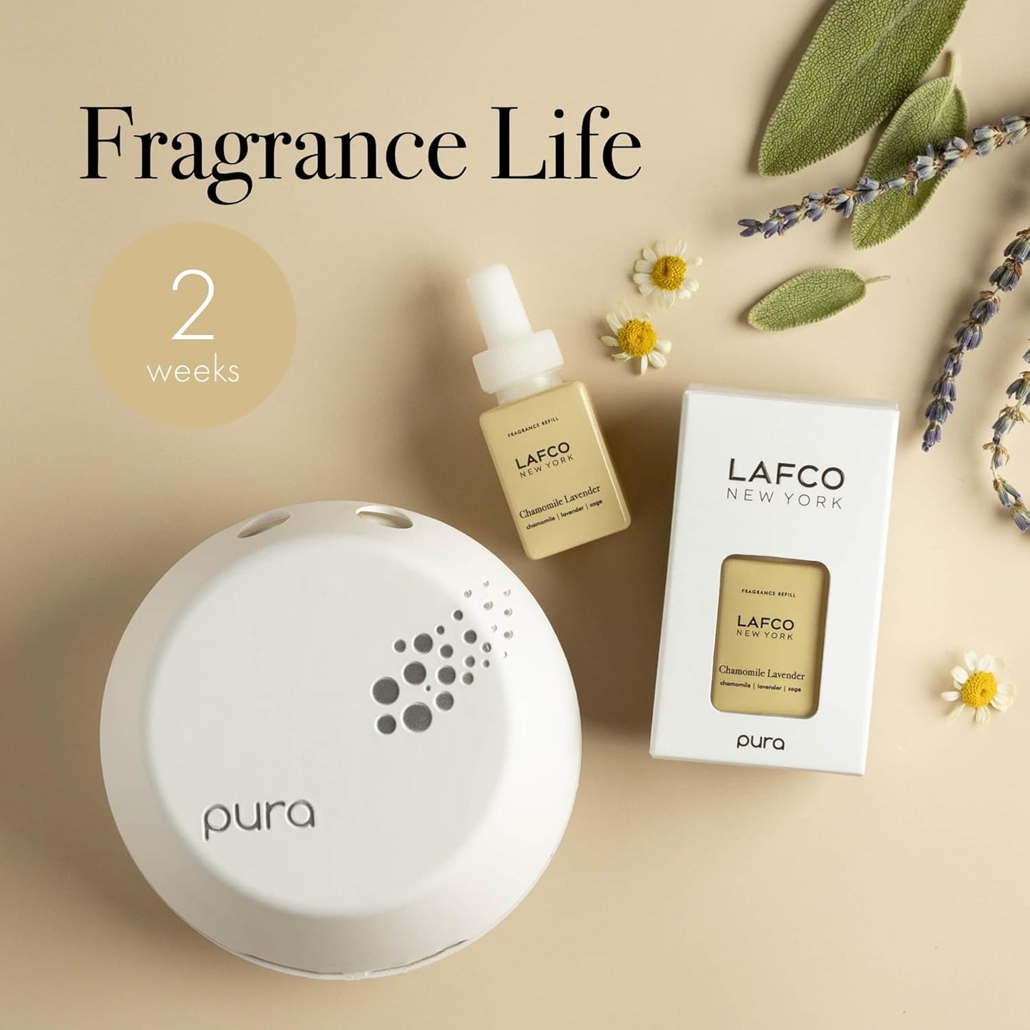 LAFCO New York Pura Smart Device Refill - Chamomile Lavender Scent | Lasts Up to 2 Weeks