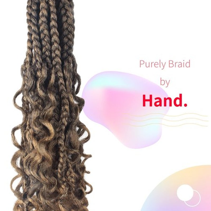 Niseyo Goddess Box Braids Crochet Hair 16 Inch 8 Packs Short Crochet Box Braids Pre Looped Curly Ends Boho Style Synthetic Hair (T27/Ombre Blonde)