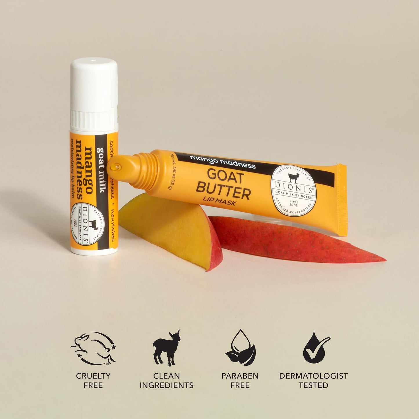 Dionis Goat Butter Lip Mask and Lip Balm Gift Set - Mango Madness - Nourishing, Deeply Hydrating & Moisturizing Lip Blam and Lip Mask