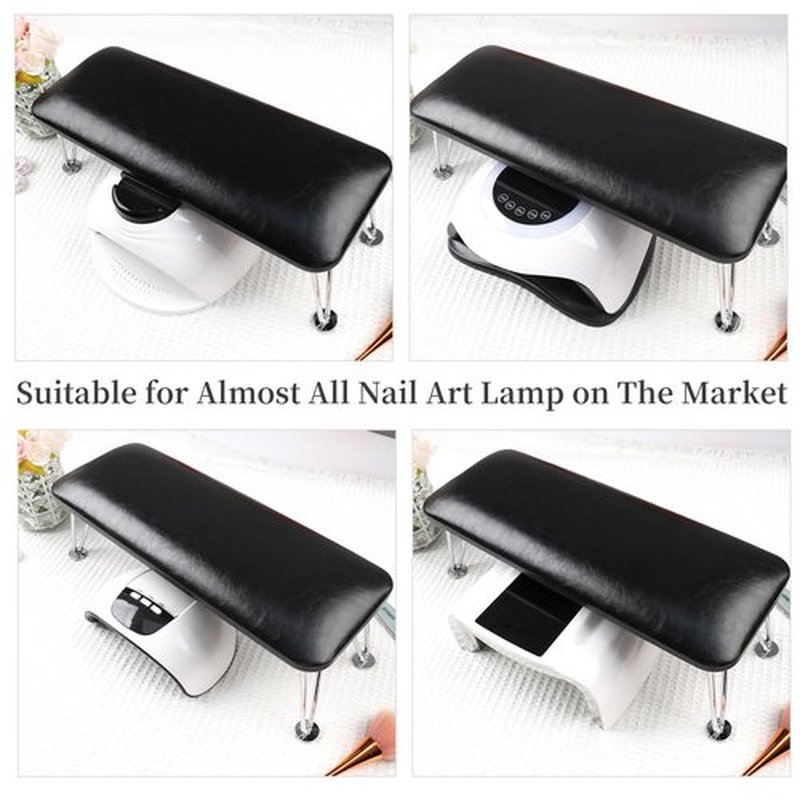 BOMOQING Arm Rest for Nails, Microfiber Leather Nail Arm Rest for Acrylic Nails, Nails Arm Rest Table with Pillow Cushion Hand Holder for Manicure, Hand Rest for Nails Tech, Home Use or Salon(black)