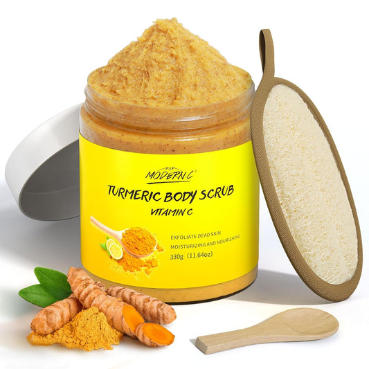 Turmeric & Vitamin C Body Scrub - Natural Exfoliating Deep Cleanser for Skin Brightening | 8 oz
