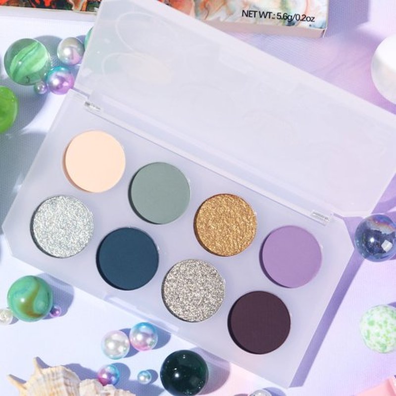 UCANBE Eyeshadow Makeup Palette, 8 Colors Shimmer Matte Glitter Metallic Green Violet Brown Blue Gold Eye Makeup Pallet, High Pigmented Eyes Shadow Travel Make Up Kit for Women & Teen, Beginner & Pros