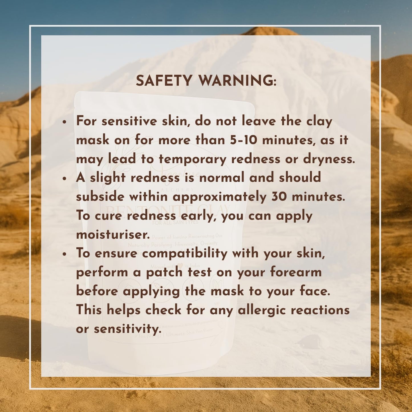 Organique Alchemy - Bentonite Clay Powder For Face, Body & Hair, Deep Pore Cleansing & Detox, Indian Healing Calcium & Sodium Clay, For Masks & Bath 8 oz (227g)