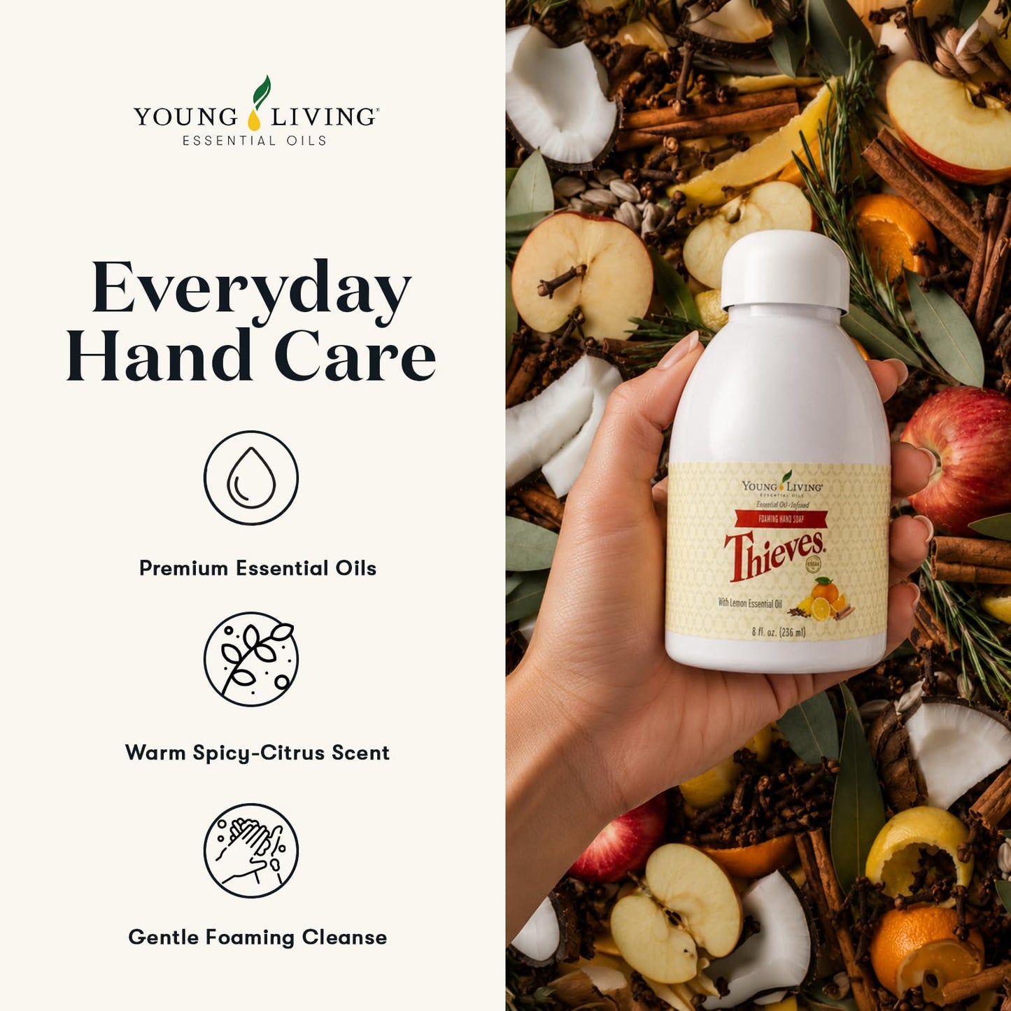 Young Living Thieves Foaming Hand Soap 8 fl oz – Natural Hand Soap with Essential Oils, Moisturizing Hand Wash, Foam Soap for Gentle Daily Use - 3 Pack