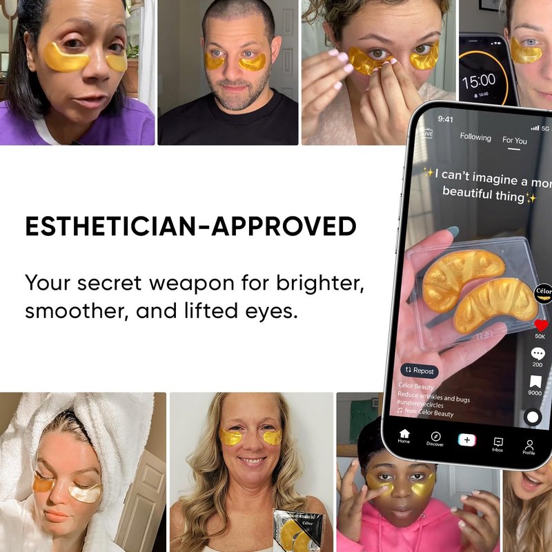 Under Eye Patches for Puffy Eyes & Dark Circles - Collagen & Amino Acid Formula | 20 Pairs