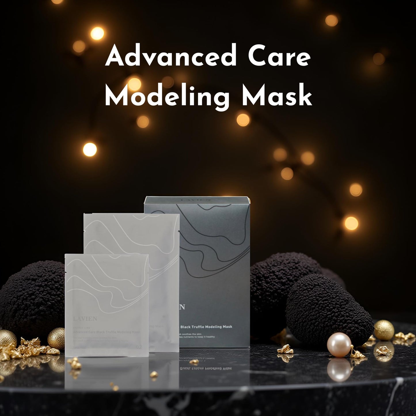 LAVIEN Black Truffle Peel Off Face Mask - Korean Modeling Mask with Truffle Extract for Pores & Deep Hydration - Luxury Spa Facial Mask at Home - 5 Pack