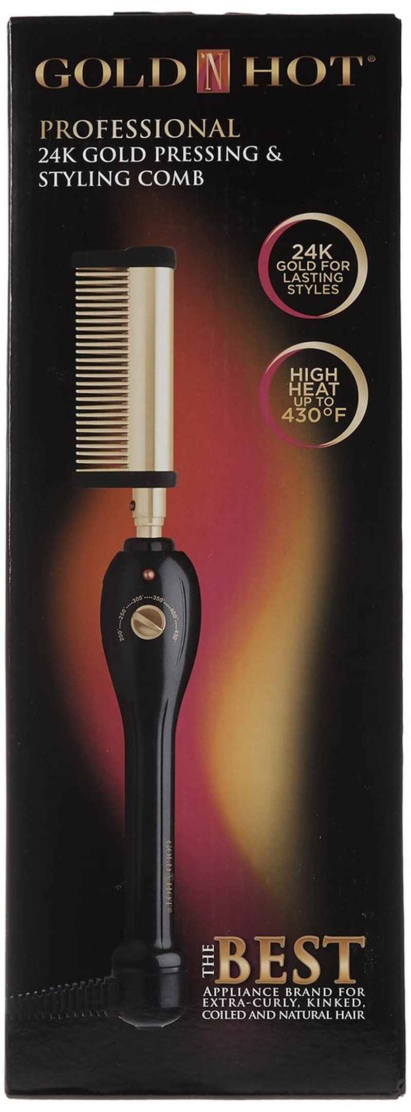 Gold N Hot Professional Styling Comb with Mtr (Multi-Temp Regulator) 200F - 430F (Pack of 4)