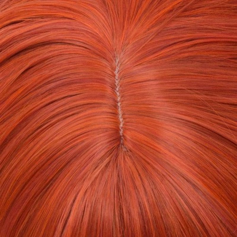 BUFASHION 14" Women Short Wavy Curly Wig Orange Bob Wig Cosplay Halloween Synthetic Wigs Wigs With Neat Bang Wig With Free Wig Cap (Orange 1)