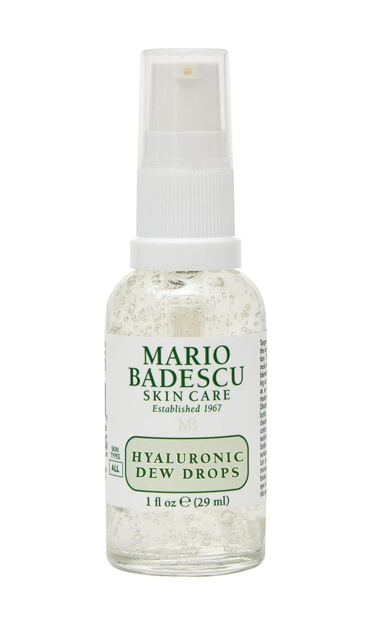 Mario Badescu Hyaluronic Dew Drops for All Skin Types – Hydrating Gel-Serum Hybrid with Sodium Hyaluronate, Niacinamide & Botanical Extracts for a Dewy, Glass-Like Glow – 1 Fl Oz