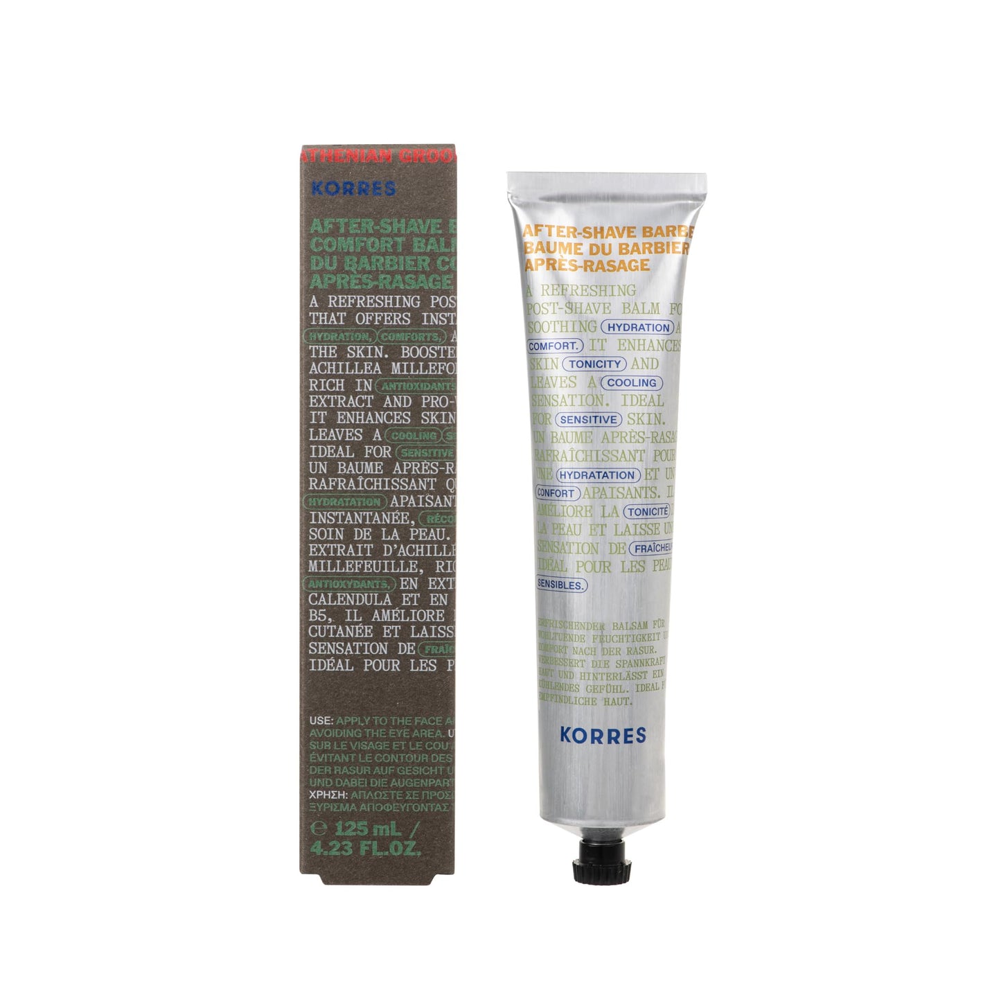 KORRES Athenean Grooming Soothing Aftershave Balm for Men, Skin Care After Shaving, Lightweight Moisturiser with Achillea Millefolium, Calendula & Pro-Vitamin B5, For Sensitive Skin, 4.23 Fl Oz