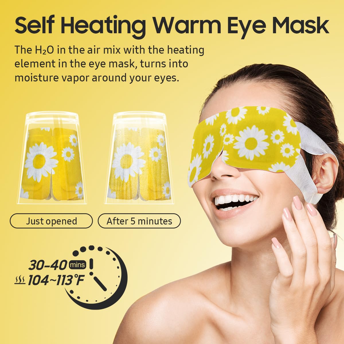 BeHoomi 30Packs Steam Eye Mask, Heated Eye Mask Warm Compress for Eyes, Self Heating Disposable Eye Masks for Home Sleep, Spa, Travel Essentials & Relaxation Gifts, Stocking Stuffers
