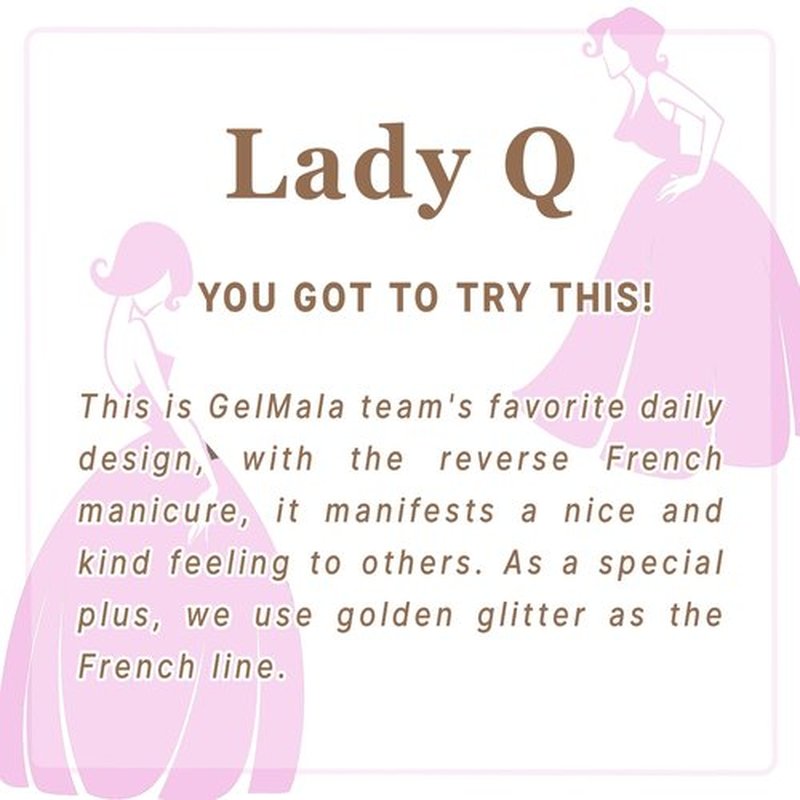 GelMala Gel Nail Strips Semi Cured Reverse French Tip, Glossy Gel Nail Stickers Pink, Long Lasting, Easy to Apply & Remove -Gel Nail Strips for Nails Manicure Nail Wraps，Easy for begginners (Lady Q)