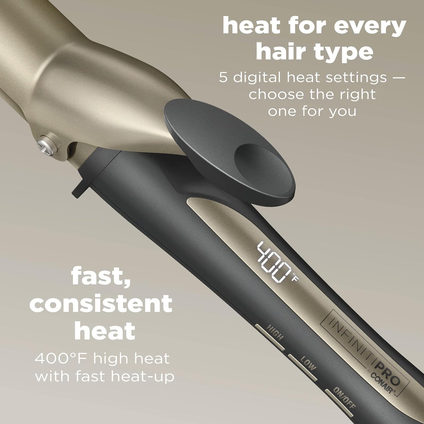 Tourmaline Ceramic Tapered Curling Wand - 1 1/4" to 3/4" for Beachy Waves