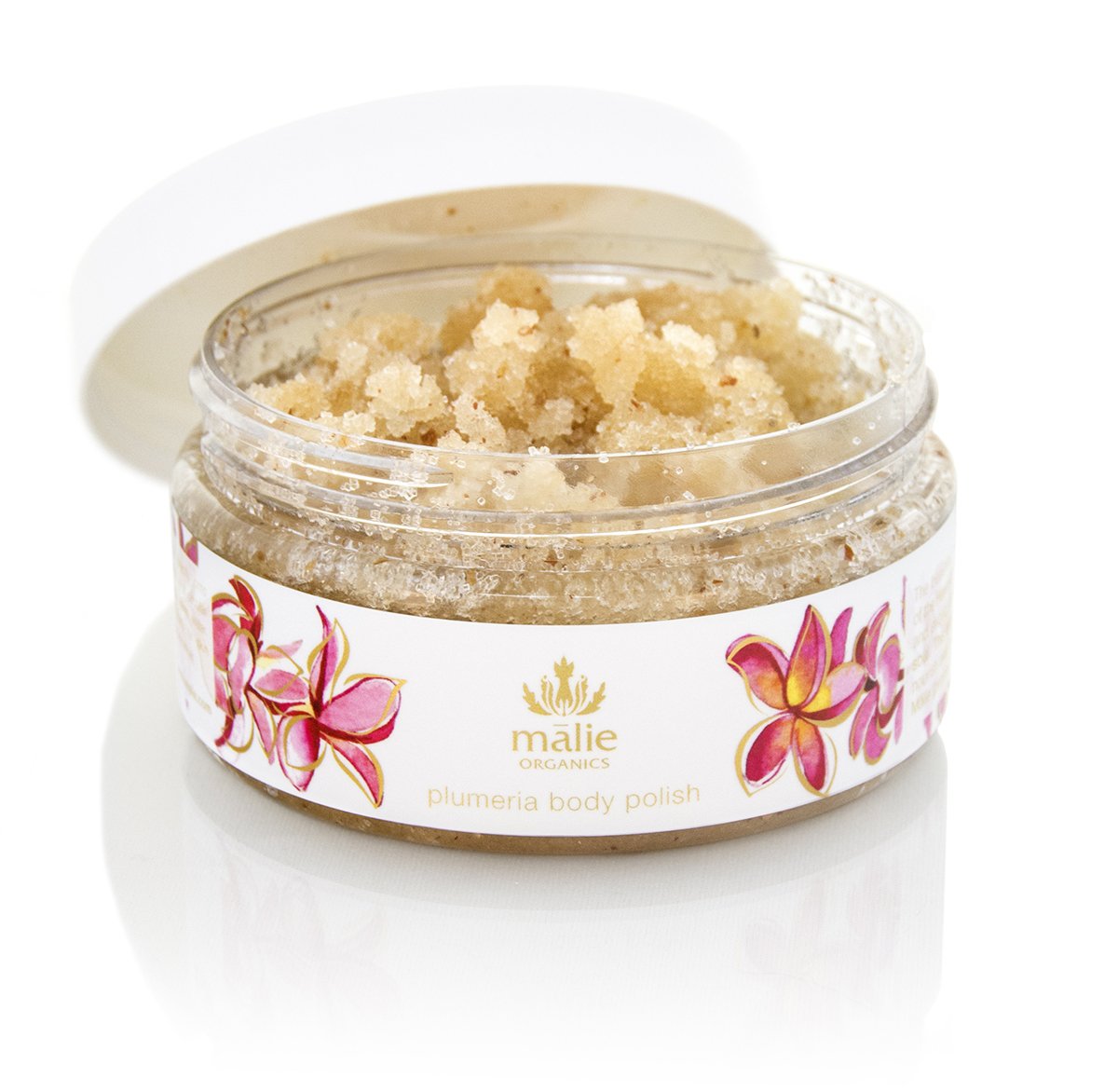 Mālie Organics Body Polish, Plumeria Scent, Sugar Scrub Exfoliator, Vegan, 8 oz