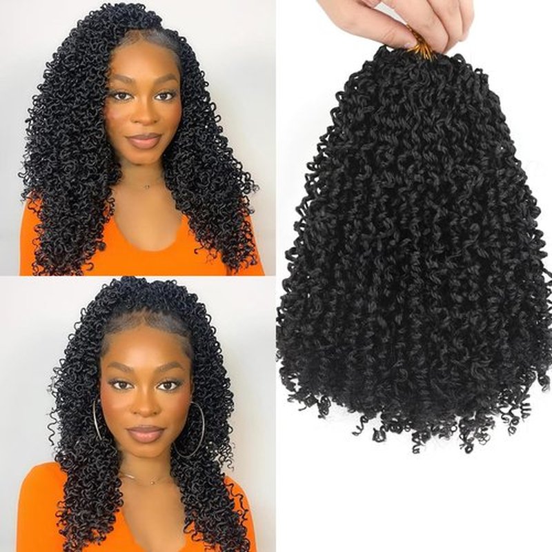 12inch 9 Bundles/Lot Pre Twisted Yanky Twist Crochet Hair with Curls Natural Black Yanky Twist Passion Twist Crochet Hair Pre Looped Synthetic Spring Twist Crochet Hair for Women 1B#/9packs