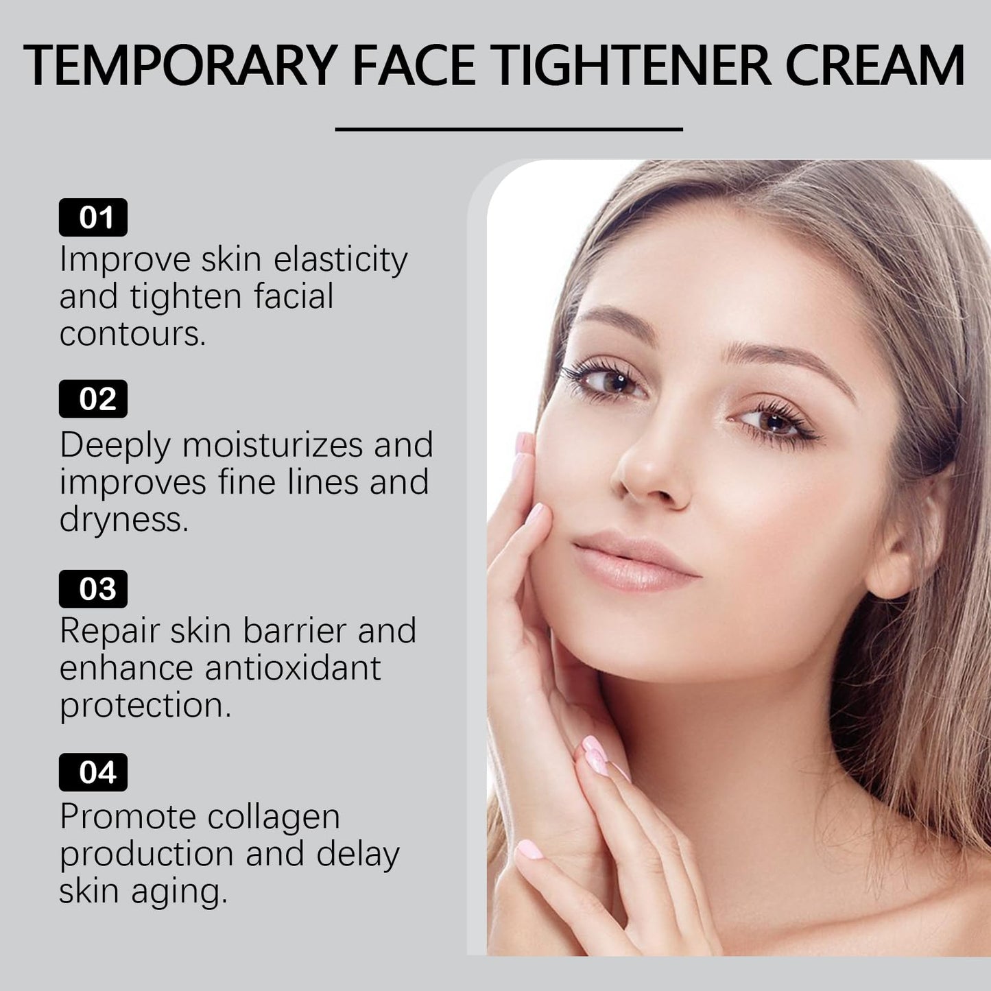 Instant Firming Face Cream, Temporary Face Tightener with Deep Moisturizing, Anti-Aging Skin Care for Fine Lines, Wrinkles, 3.53 Oz