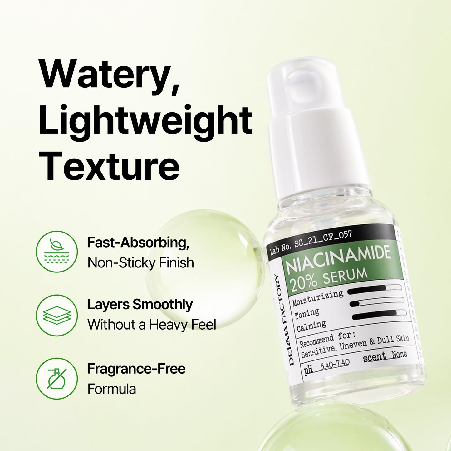 DERMA FACTORY Niacinamide 20% Serum, Face Serum for Oily and Combination Skin, Oil Control Facial Serum with Rose Water and Glycerin, Korean Skincare, 1. 01 fl oz