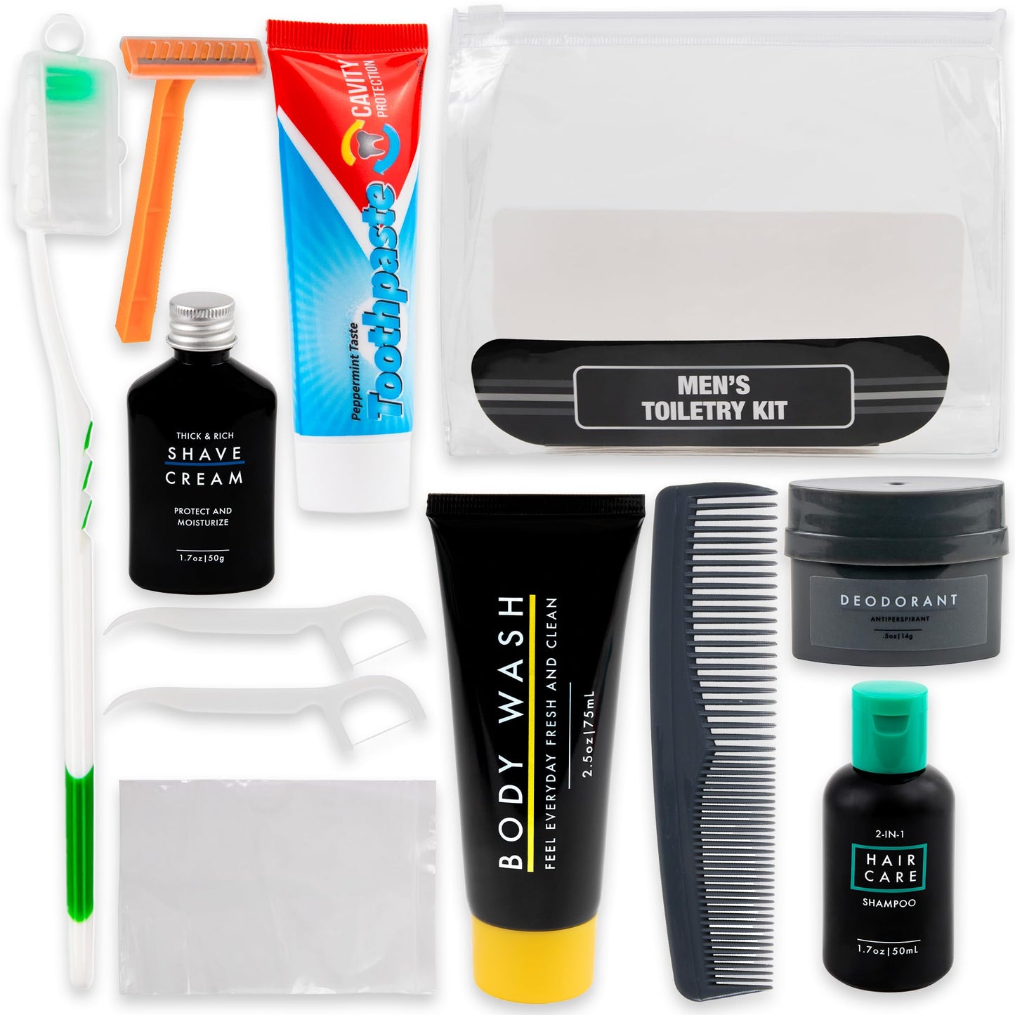 Trail maker (25 Pack) Homeless Care Package Hygiene Kits for Men, 13 Piece Travel Size Toiletries, Summer Essentials with Toothbrush, Soap, Shampoo, and Deodorant