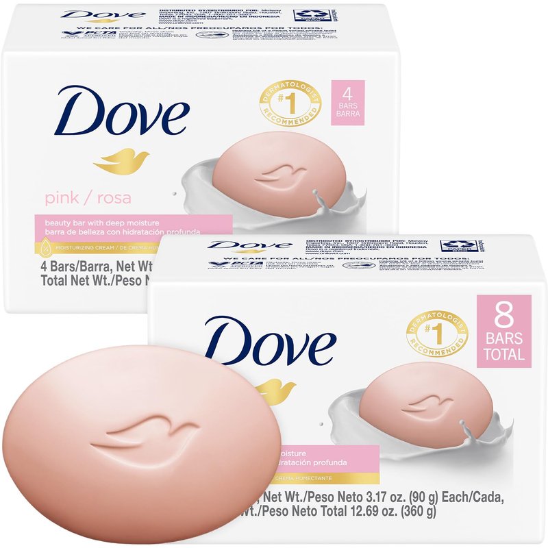 Dove Soap, Pink Beauty Bar 2-Pack – 3-in-1 Moisturizing Face, Body & Hand Soap, 3.17 Oz Ea