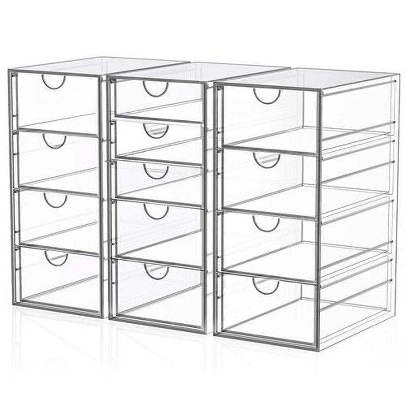 Acrylic Desk Organizers And Accessories With 13 Drawers, Office Desktop Drawers, Plastic Makeup Organizer Containers Bins With Drawers Desk Organization, Bathroom Organizers Storage Case Box Cube