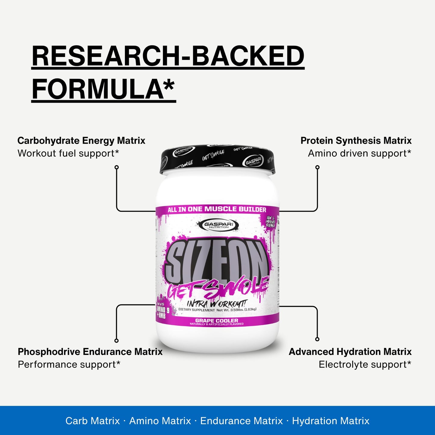 Gaspari Nutrition SizeOn Intra Workout, Whey Protein Powder, The Ultimate Hybrid Intra-Workout Amino Acid & Creatine Formula, Increased Muscle Volume & Recovery (3.59 Pounds, Orange Cooler)