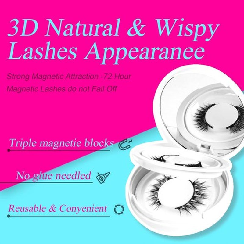 Krafty Magnetic Eyelashes with Applicator 2 Pair Reusable Magnetic Eyelashes No Glue Needed Magnetic Eyelashes Cat Eye Natural Look Magnetic Lashes Kit Easy to Wear and Remove