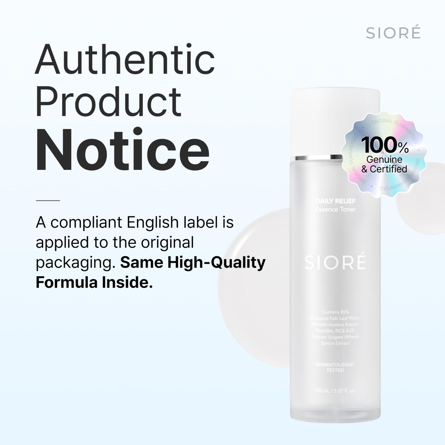 Siore Daily Balance Essence Toner | Daily Soothing Toner with Centella and Wheat Sprout Extract, RICE-EGF and Peptides | Korean Pharmacy Anti-Aging Skin Care