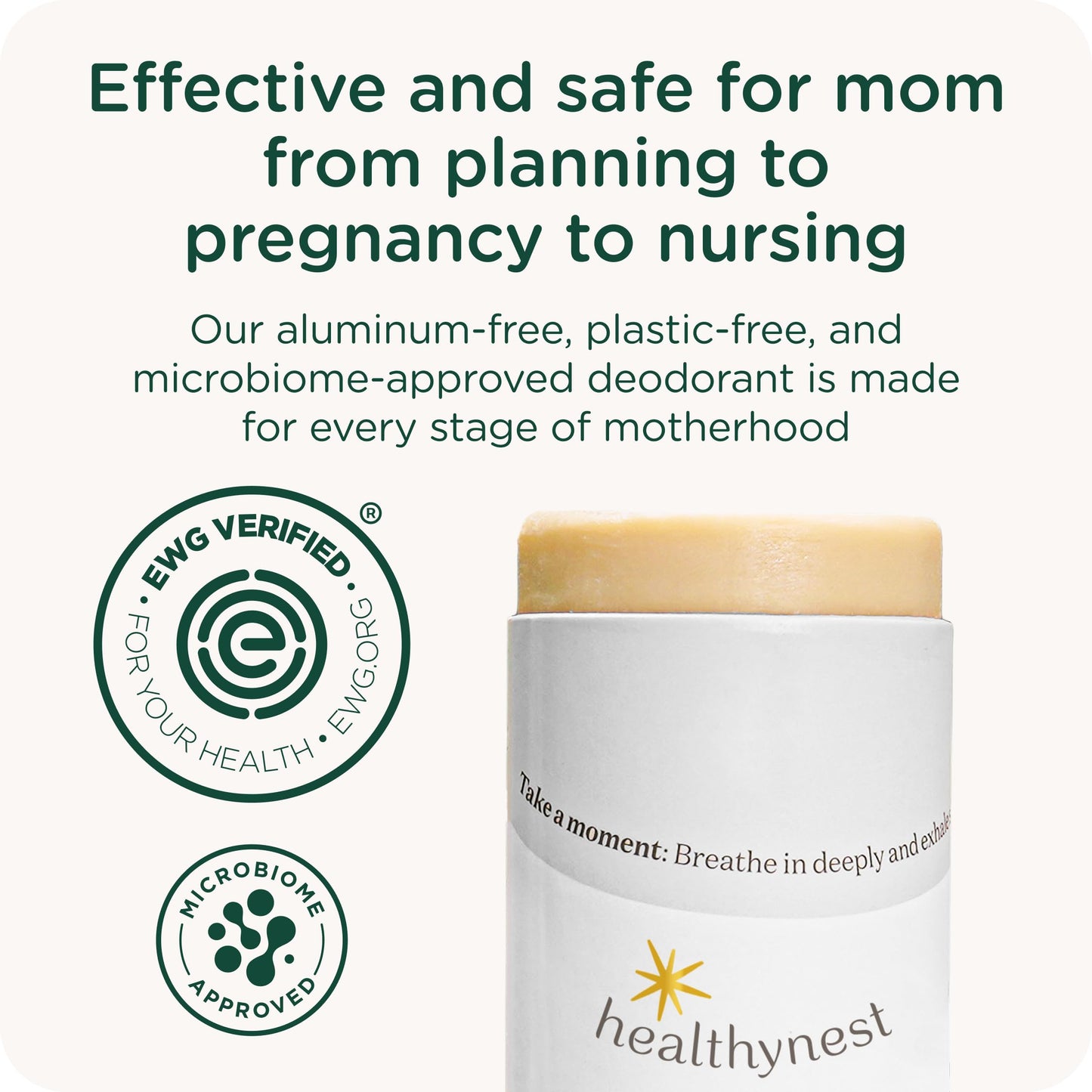 HealthyBaby Our Deodorant - Pregnancy Safe Deodorant for Women - Infused with Pre-and-Probiotics - Supports Healthy Skin - Supports Healthy Microbiome - Sensitive Skin Friendly - 3.75 oz