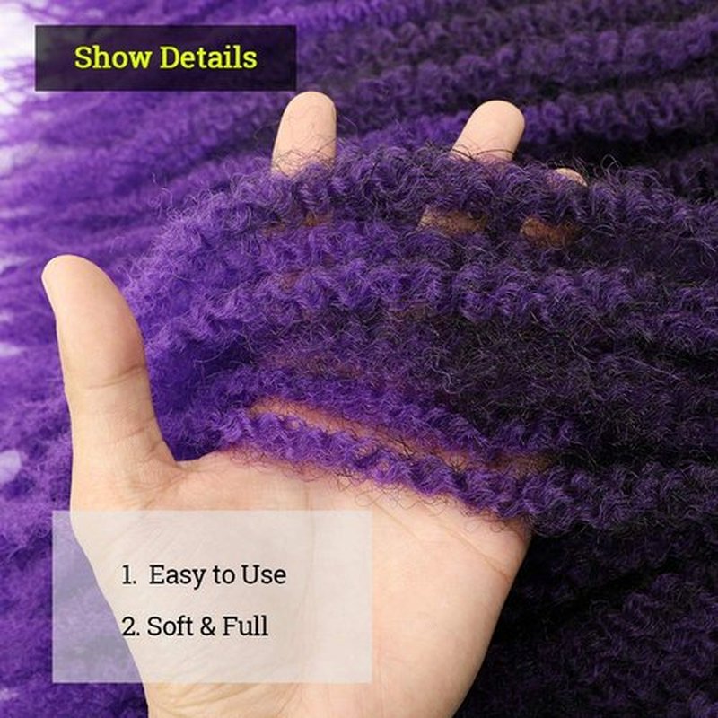 KGBFASS 24 inch Marley Hair For Twists Long afro kinky Twist Marley braiding hair Extension Synthetic Fiber Marley Braid Crochet Hair(1B/Purple)