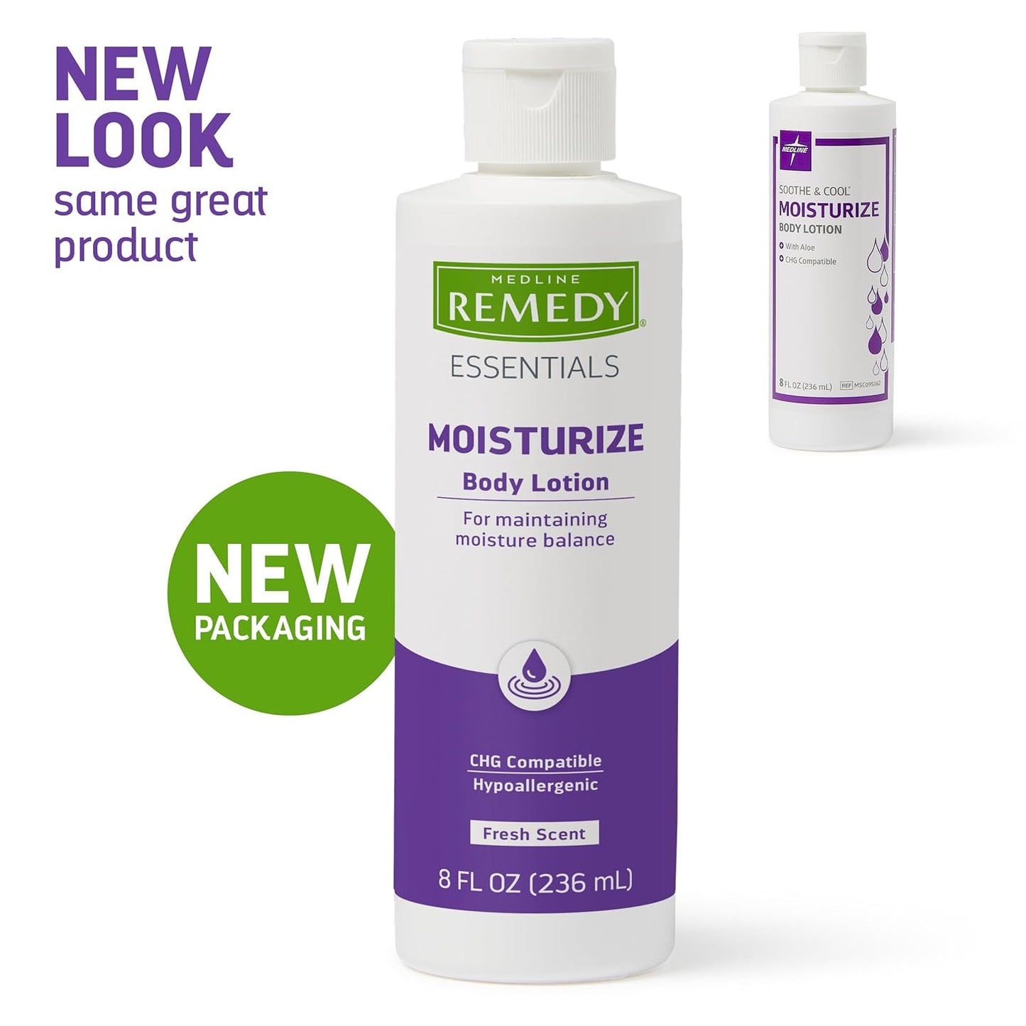 Medline Remedy Essentials Hydrating Body Lotion - 8 oz, 12 Count, Fresh Scent, Non-Greasy, Hypoallergenic for Dry Skin