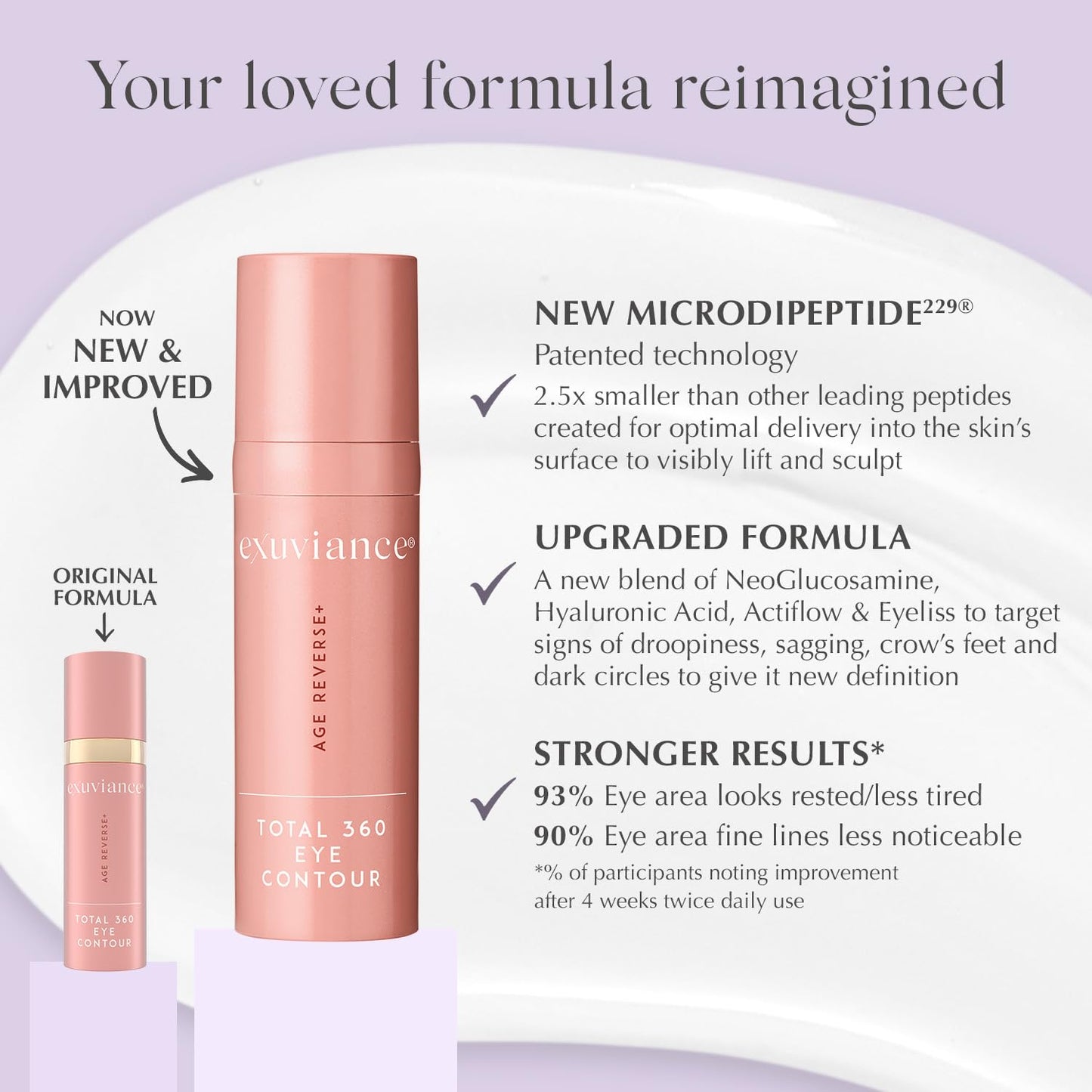 EXUVIANCE AGE REVERSE+ Total 360 Eye Contour, Anti-Aging Eye Cream, Brightens Dark Circles, Firms and Tightens Fine Lines and Wrinkles, with Caffeine, Hyaluronic Acid, and Peptides, 15g