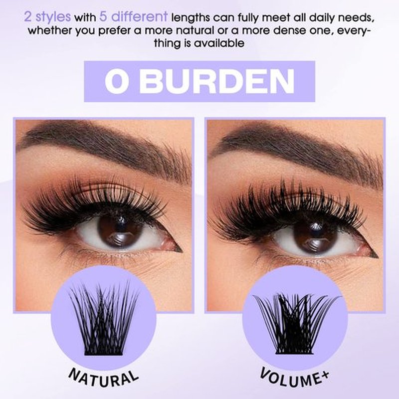 Lash Clusters Individual Lashes C/D Curl Cluster Lash Wide-stem Eyelashes Cluster 12-16mm Thin Band Cluster Lashes Soft Wispy Clusters Comfortable Lash Clusters (Natural/Volume+-0.07D, 12-16mm Mixed)