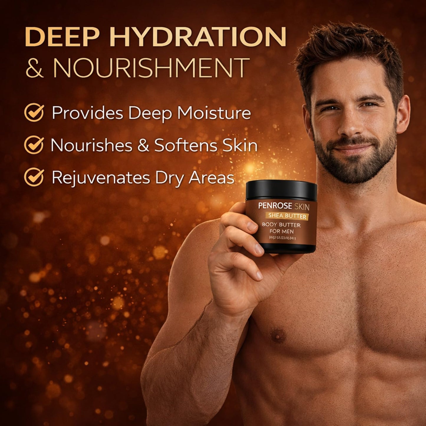 Body Butter, Penrose Skin Body Butter for Men, Scents Body Cream with Shea Butter, Cocoa Butter & Coconut Oil, Hydration That Hits & Long-Lasting Scent & Non-greasy (2 PCS)