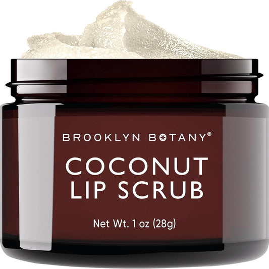 Brooklyn Botany Lip Scrub Exfoliator - Coconut Flavor | 1 oz Gentle Moisturizer for Dry, Chapped Lips